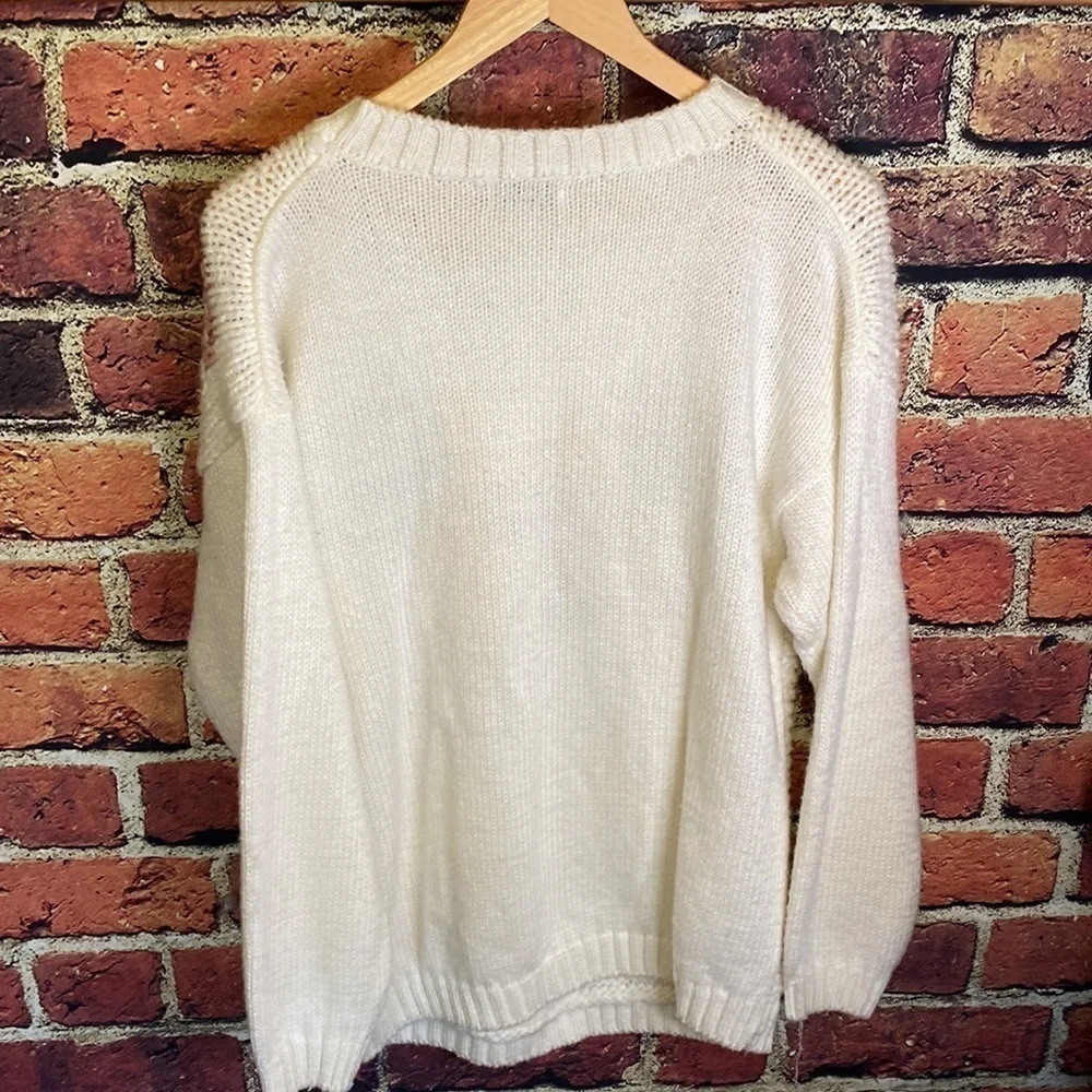 Andrew St.John Vintage Knit Sweater with Floral Design Size L - Picture 12 of 12